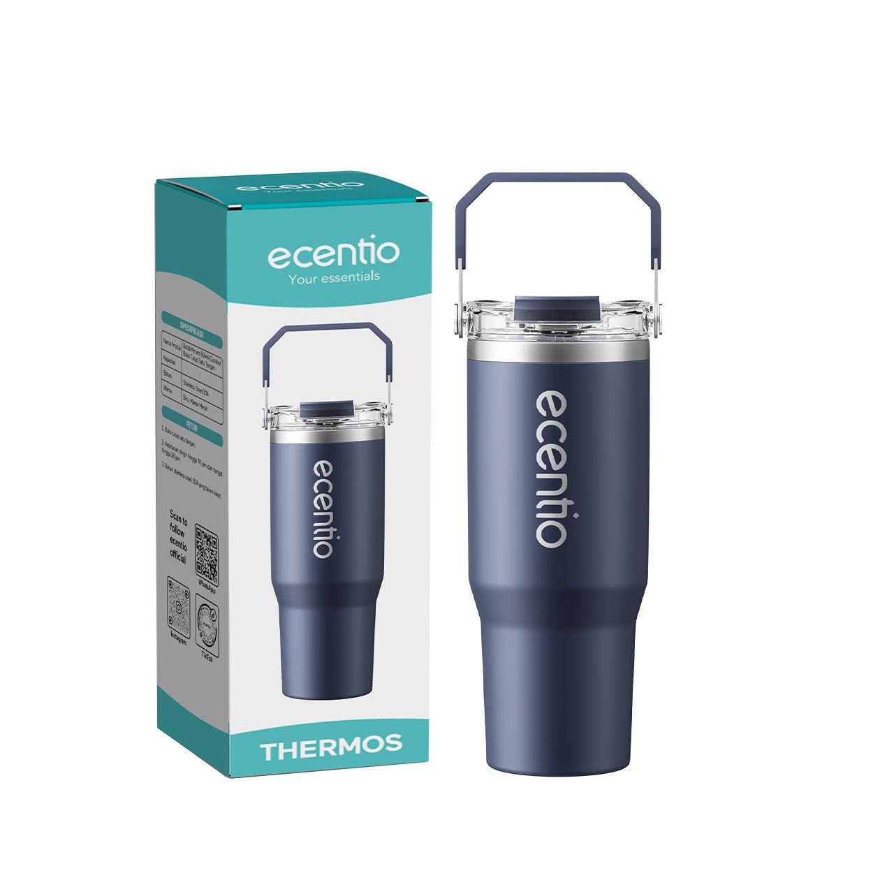 ecentio botol minum stainless steel 1200ML Termos tahan panas dingin 24 jam Kapasitas besar Outdoor protable tumblr aesthetic air botol