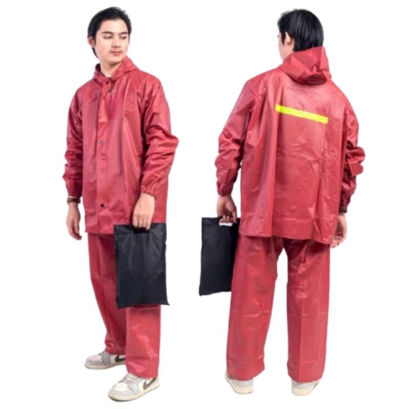 Product Introduction of JAS HUJAN DEWASA PRIA WANITA TEBAL MANTEL HUJAN UNISEX BAHAN PREMIUM KUAT Setelan Biru Merah Hijau 57