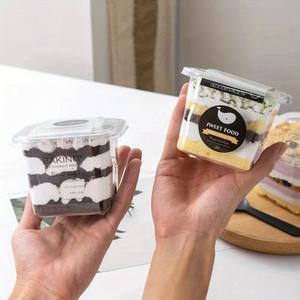 50set, Cajas de Plástico Transparente para Pastel de Capas, Contenedores Bento para Postres Versátiles para Tofu, Fruta y Mousse, Ideales para Panadería y Llevar – Material Duradero para Uso Comercial