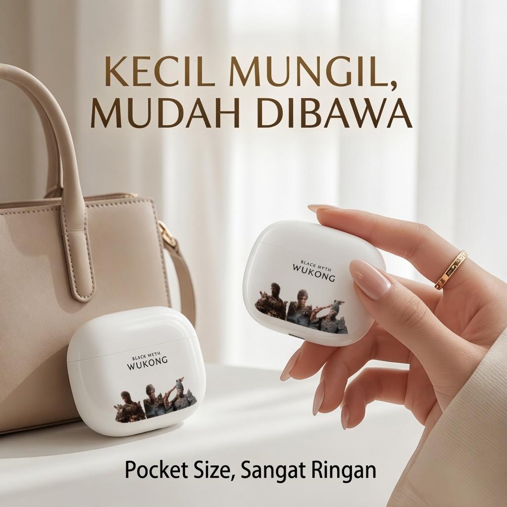 Black Myth Wukong KY X60 jbl phantom AI Earphone Suara Stereo Level HiFi, Tahan Air iPX5, Mikrofon Internal, ENC Noise Reduction  Cerdas Kontrol Sentuh untuk iPhone dan Android