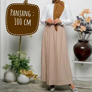 DIORA Rok Plisket Padi 100 CM / Rok Plisket Panjang Maxi Premium / Rok Plisket Model V Elegan / Bawahan Wanita Jumbo