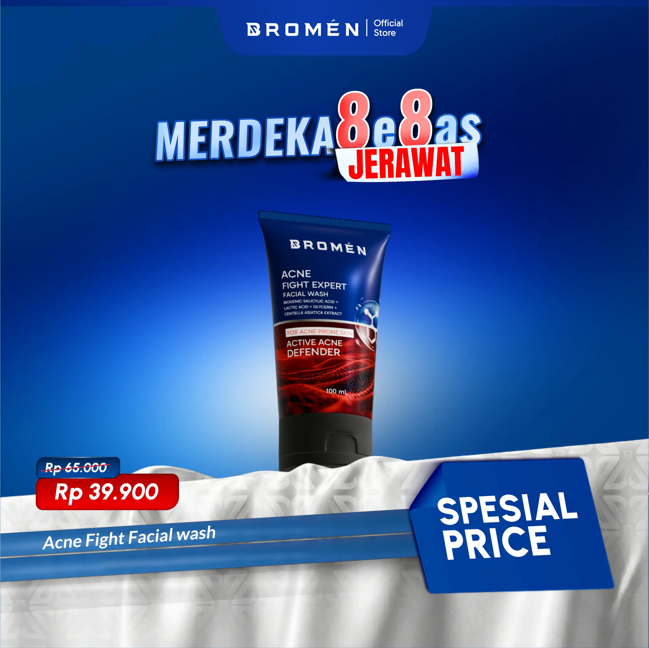 [VARIASI LENGKAP] Bromen Facial Wash 100mL - Sabun Cuci Muka Pria Low pH Mencerahkan Wajah Berjerawat | Acne, Oily, Sensitive Skin | Gentle Cleanser for Daily