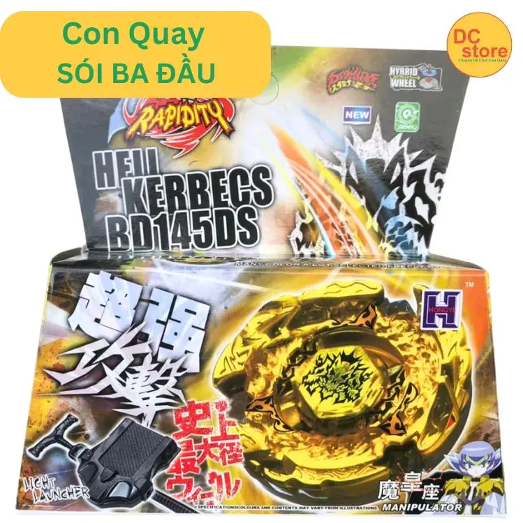 Con Quay Chiến Thần Vô Cực Sói Ba Đầu Đồ Chơi Nado BeyBlade Heli Kerbecs