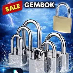 GEMBOK ANTI KARAT / Gembok Pintu / Gembok Pagar 3 Kunci Silver Satin Panjang Pendek Short Long