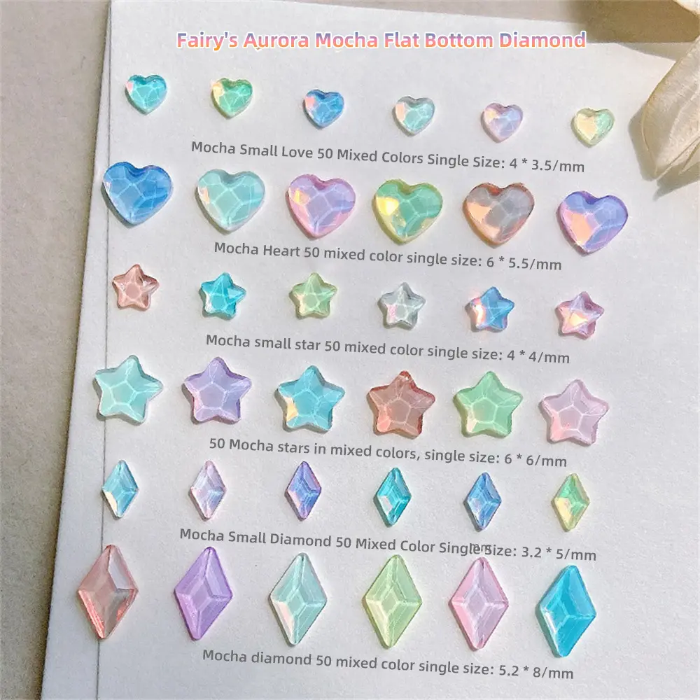 1 Pack Manicure Accessories Aurora Love Candy Decoration Cute Peach Heart Diamond Symphony Crystal