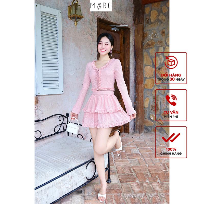   LẺ CHÂN VÁY  MARC FASHION - Chân váy ren thun hai tầng nhún bèo cách điệu CBQH061425 