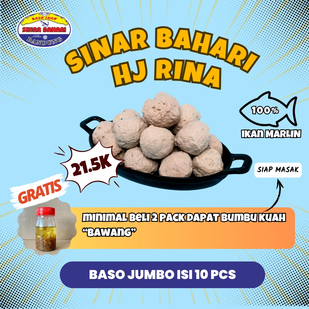 Bakso Baso Ikan Sinar Bahari Varian Jumbo Bumbu Kuah Tuna Berkualitas Enak Murah 10 Butir