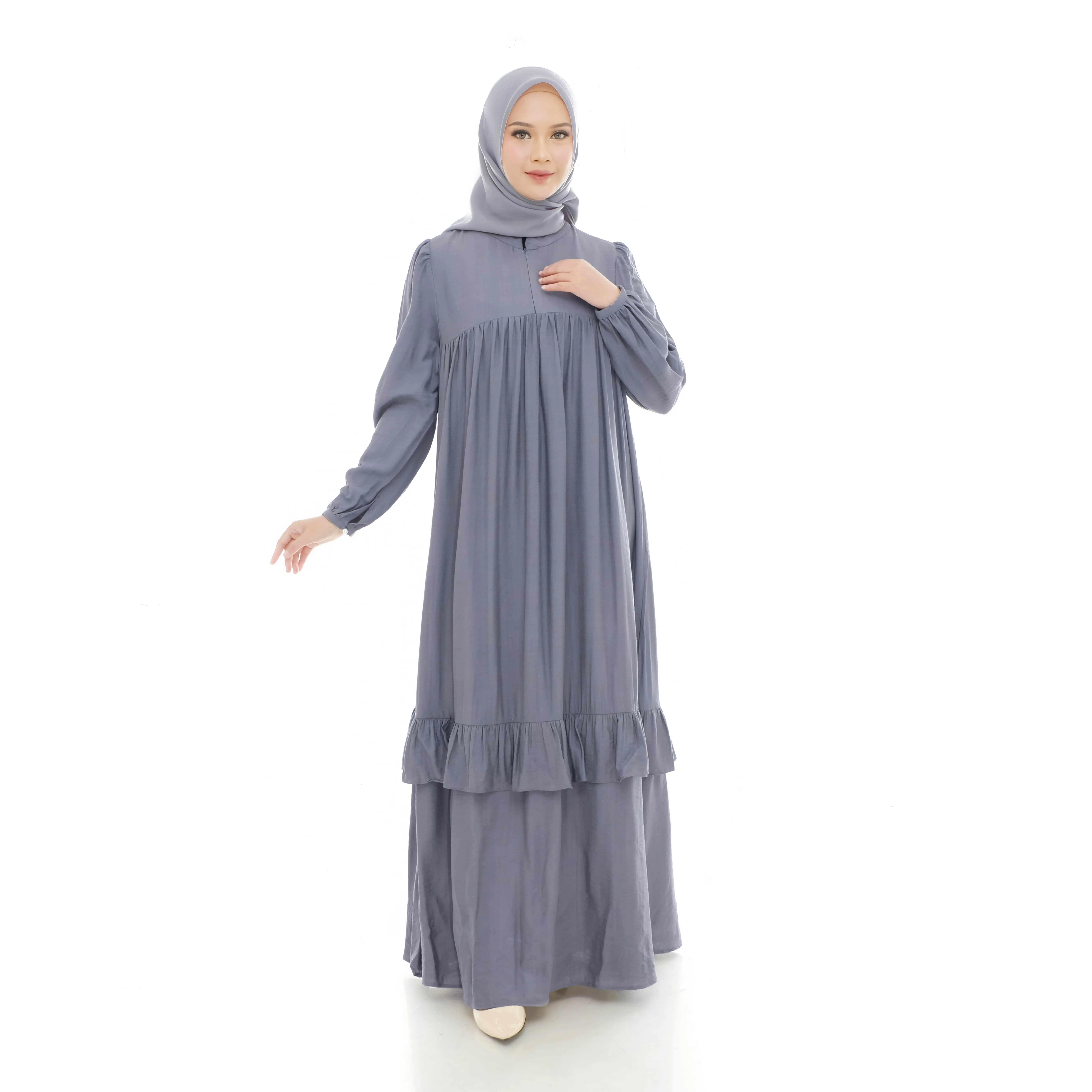 Dress Wanita Shakila Dress Muslim Gamis Dewasa Maxi Lebaran Mewah Kondangan Remaja Pesta Gaun Syari  Mutiara Crinkle Rayon Airflow Midi Airflow Midi Hitam