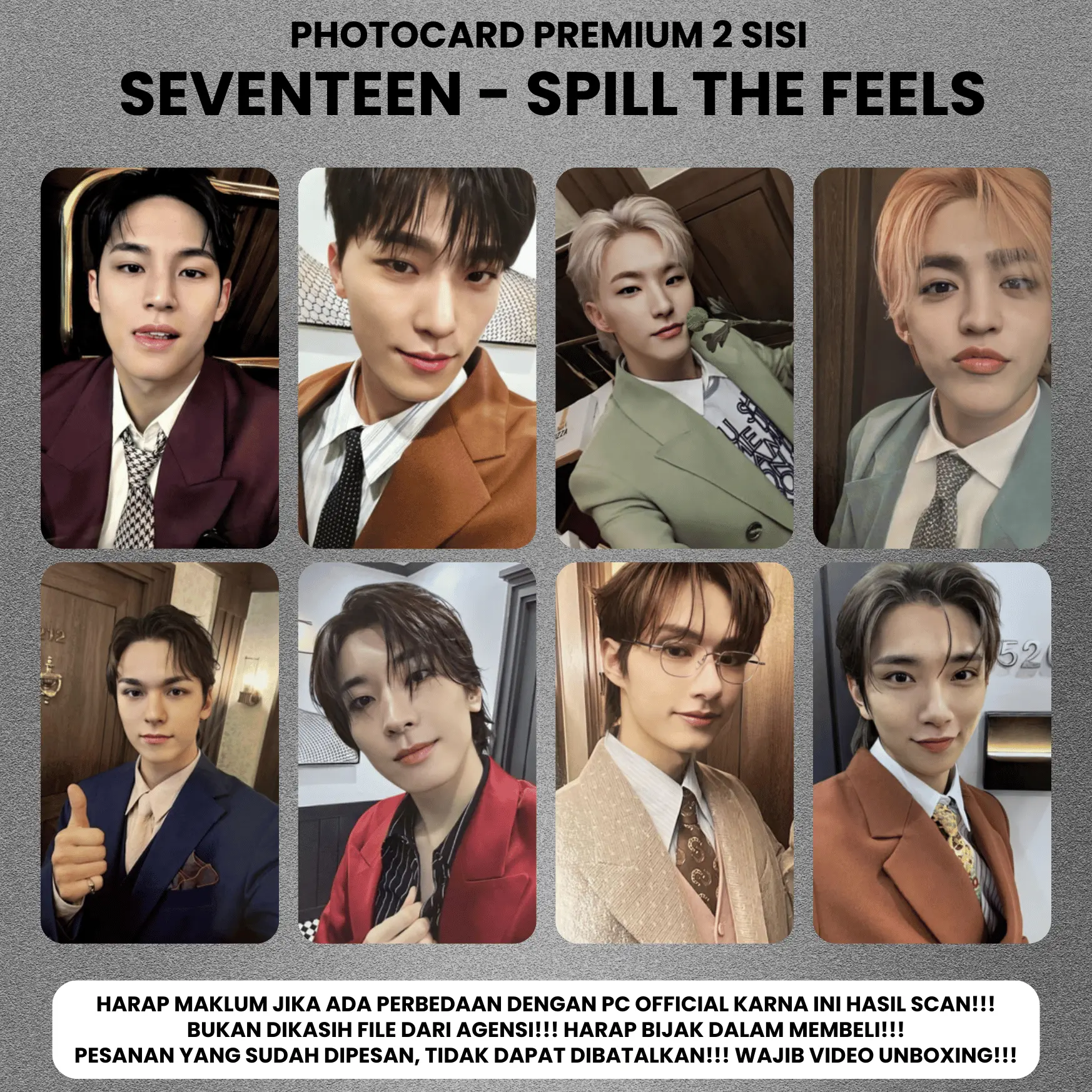 (ISI 4 PCS) Photocard SEVENTEEN SPILL THE FEELS - Potocard PC Premium 2 Sisi Kartu Kpop Merch Unofficial