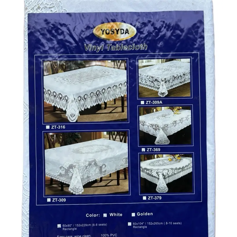 Taplak Meja PVC Makan Renda Elegan – Anti Slip, Ukuran 152x229 cm