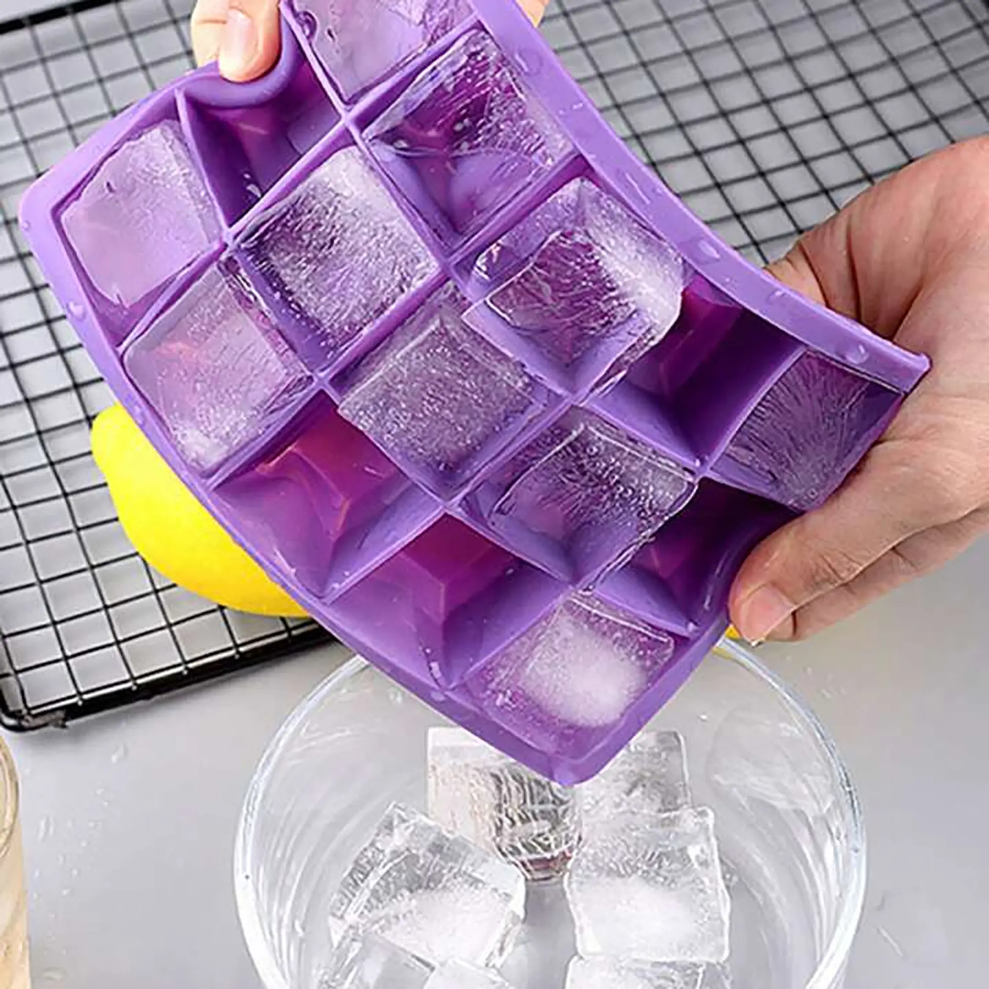 Cetakan Es Batu Silikon Kotak 15 Grid Ice Cube Tray