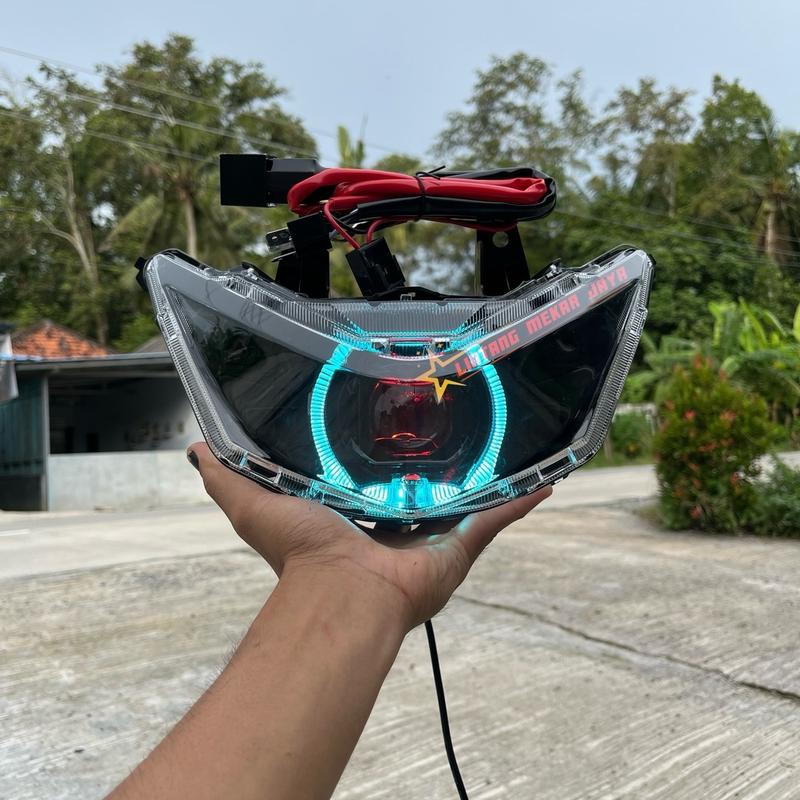 Reflektor lampu depan BEAT DELUXE BILED GEN 1 2020-2023 MATRIX X1 ukuran 4,5 inc Motorcycle Foto 6