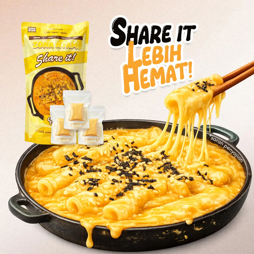 ZONANYAM Share It Toppoki Keju Cheesy Tteok Keju - Toppoki Rose Keju Cheese - Toppoki Makanan Instant - Food