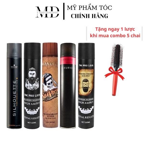 COMBO 5 chai gôm xịt tóc nam nữ chăm sóc tóc tạo kiểu tóc giữ nếp tóc Dưỡng Tóc Tặng kèm lược tròn
