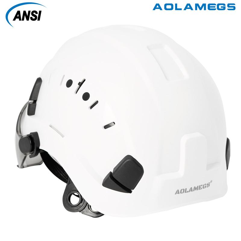 AOLAMEGS CE Construction Safety Helmet with Black Sunglasses Goggles,Safety Protection,Outdoor Mountain Climbing Rescue Construction Site,Waterproof, Sweatproof, Shockproof,Adjustable Size 6