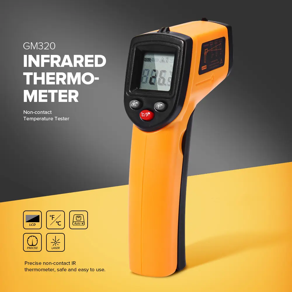Taffware Thermogun Thermometer Industrial Laser Infrared NonContact - GM320 Baterai Elektrik