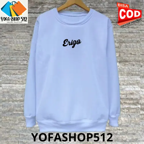 Sweater Crewneck Pria Distro ERIGO Brand Unisex Cewek Cowok Keren Bahan Tebal Switer Sablon terlaris 4