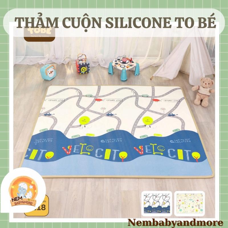 Thảm cuộn silicon chất liệu XPE phủ Silicone To bé  tinh khiết không mùi cho bé Nembabyandmore