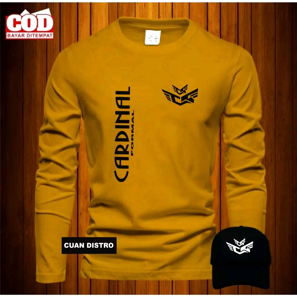 BONUS TOPI Terbaru !  Kaos Distro Lengan panjang Pria Wanita Terbaru Kaos Distro Pria Free Topi  Terbaru Print Black 100% Catoon Combed 24s - Premium Quality Kain Tebal Lembut Keren