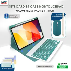 FULLSET Case Keyboard For Xiaomi Redmi Pad SE 11 Inch 2023 SET Kibord Bluetooth Magnet Warna Mouse Flipcover Papan Ketik Pelindung Tablet Tab Flipcase Bookcover Warna Pastel Hitam Lavender Hijau Pink Biru Magnetic Standing Magnet Stand 11 Inch Inci Inchi