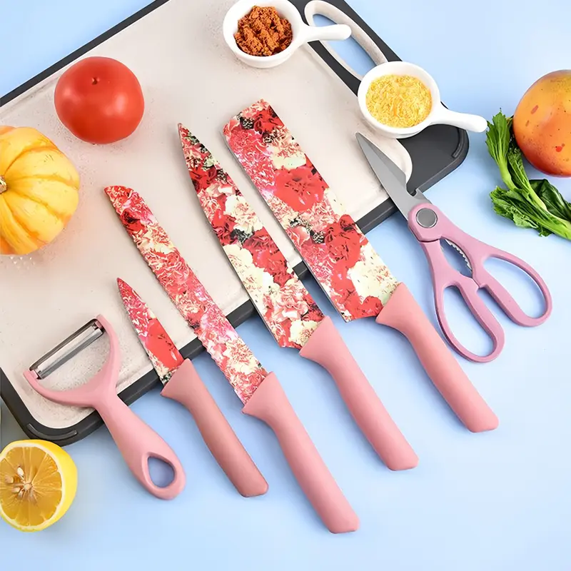 Kitchen knife Set 6in1/Pisau set lengkap / Pisau Dapur Set 6 in 1 Bahan Stainless Steel / Great Ceramic Knife Set pisau corak Kitchenware 2