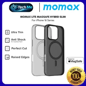 MOMAX Case For iPhone 16 Pro Max Plus Series CaseForm Lite Magnetic MagSafe Hybrid Slim Clear Cover Casing Tempered Glass gemes Power Bank jelly bening