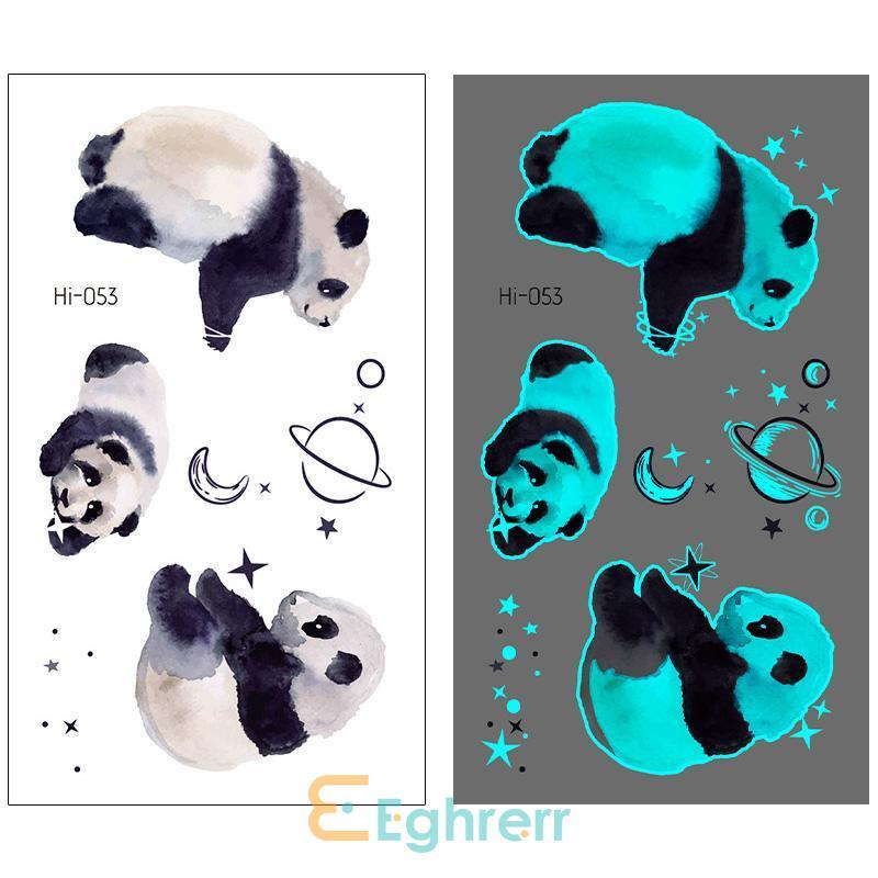 ✨EG-Blue Green Luminous Waterproof Cartoon Space Animal Tattoo Stickers Music Festival Face Stickers-Eghrerr 0