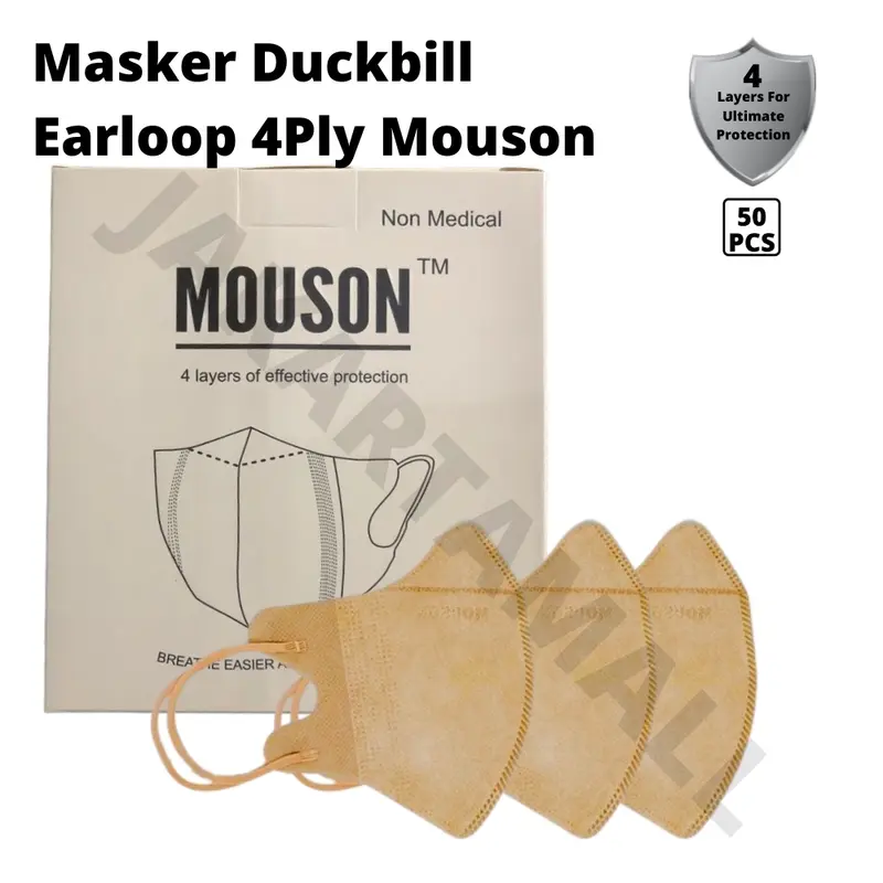 Masker Duckbill 4Ply Garis Mouson Putih Hitam 7
