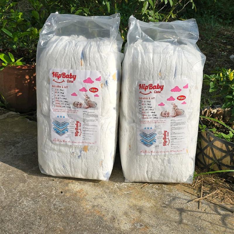 [Miễn ship] combo 2 bịch 100 miếng bỉm quần/tã dán HipBaby care Cho Bé  bỉm mềm mỏng, hút 500ml nước, đủ size M đến 3xl