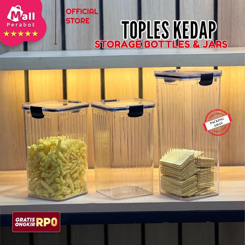 Mall Perabot | Toples Kedap Storage Bottle & Jars | Plastik Bening | Set Toples | Aesthetic | Toples Bumbu Dapur | Kotak Snack Kedap Udara Transparan 1