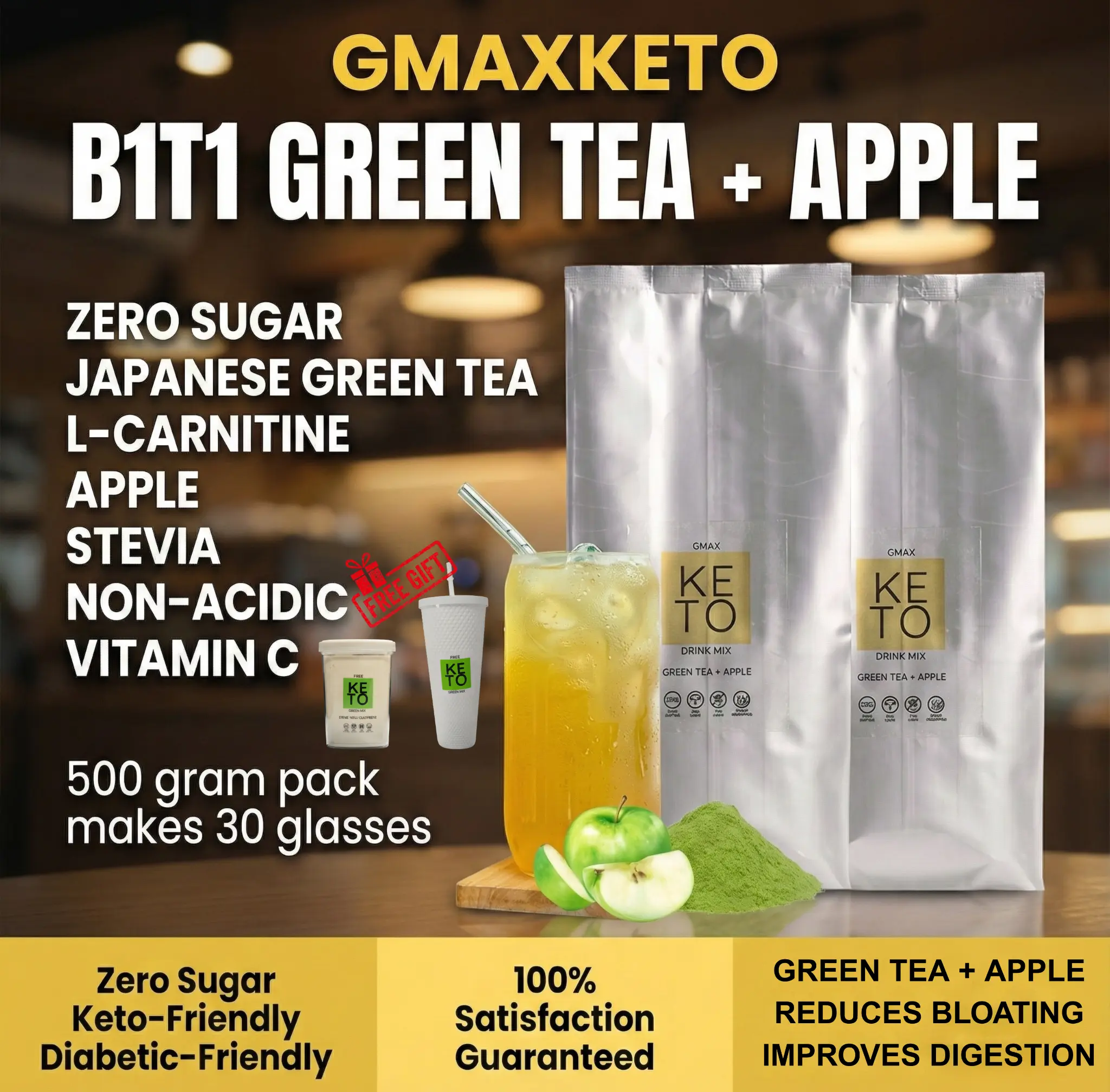 GMAX KETO Green Tea Apple Powdered Drink - Organic Beverage - 500g - BUY 1 TAKE 1 FREE 1 TUMBLER/CANISTER, VITAMIN C, NO SUGAR, STEVIA, L-CARNITINE, FREE SHIPPING - TikTok Shop Philippines GMAX KETO Green Tea Apple Powdered Drink - Organic Beverage - 500g - BUY 1 TAKE 1 FREE 1 TUMBLER/CANISTER, VITAMIN C, NO SUGAR, STEVIA, L-CARNITINE, FREE SHIPPING - TikTok Shop Philippines