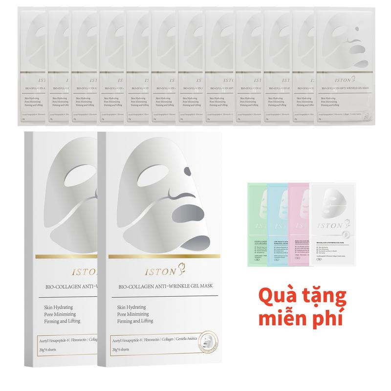   Mua 2 Tặng 2  ISTON Mặt nạ collagen gel chính hãng 6 miếng + 6 miếng + 2 quà tặng Sản phẩm chăm sóc da tăng cường độ ẩm cho da Mặt nạ gel ban đêm Chăm sóc da thoải mái Phù hợp với mọi loại da Chăm sóc giấc ngủ Mặt nạ collagen dưỡng ẩm cấp nước 