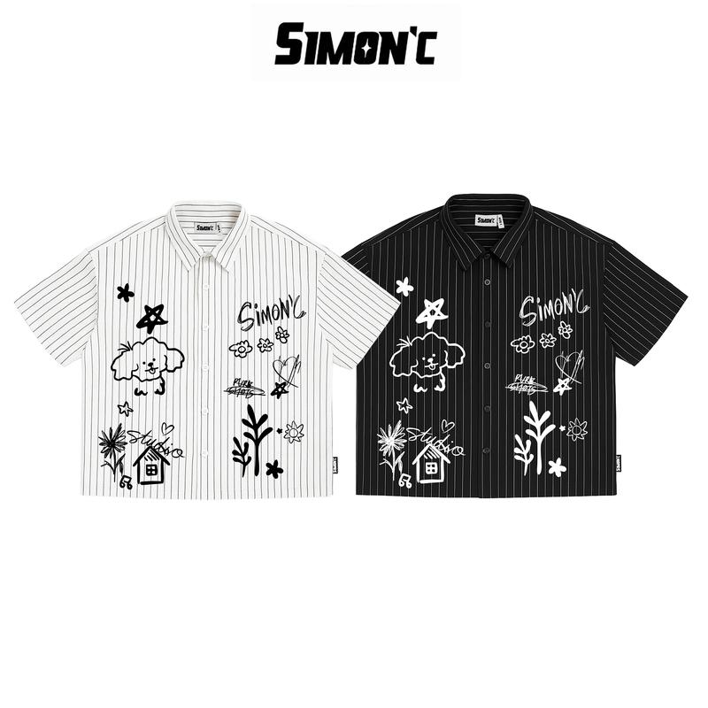   Deal Mở Bán  Simon'C Áo Sơ Mi Boxy Puppy- 2 Màu Vải Tuytsi Tay Lỡ Nam Nữ Local Brand Thời Trang Form Boxy 