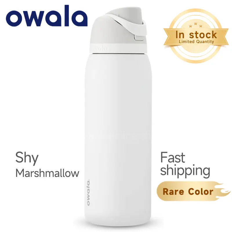 （Shy Marshmallow）Water Bottle Owala FreeSip original Insulated Stainless Steel Water Bottle with Straw for Sports and thermos cup sports water bottle vacuum thermos cup sports original water bottle outdoor sports straw water cup Drinkware Flasks Portable