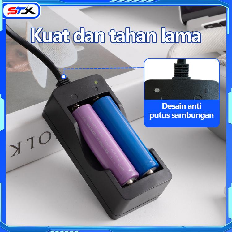 STX Pengisi Daya Baterai 18650 Litium Aman Dan Efisien, Pengisi Daya Otomatis Berhenti Saat Penuh Dilengkapi Dengan Colokan, Pengisi Daya Pengisian Cepat Baterai 18650 Charger Kabel Lampu Stop Battery Mic Warna Selempang Ht Talkie