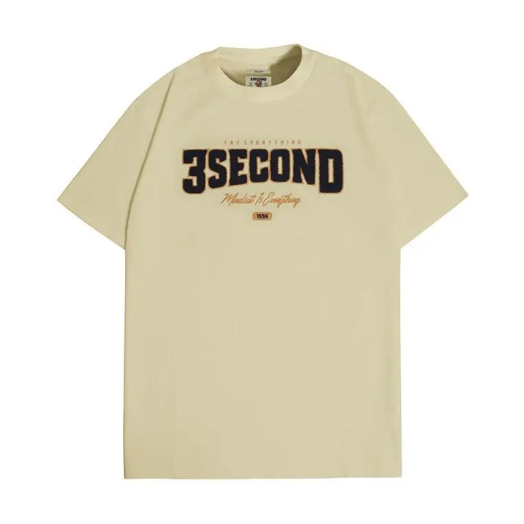3Second Men's T-Shirt Short Sleeve Ultra Heavyweight Cotton Typo 090923