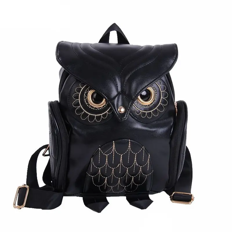 TAS RANSEL BACKPACK WANITA KULIT OWLIE TA067B5 BURUNG HANTU KULIAH SEKOLAH KERJA KOREA HITAM 0