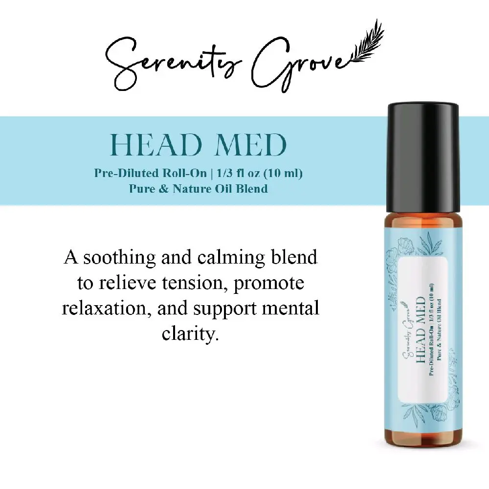 Head Med Essential Oil Blend (10ml Roller Bottle) Your Go-To Remedy for Headache & Migraine Relief