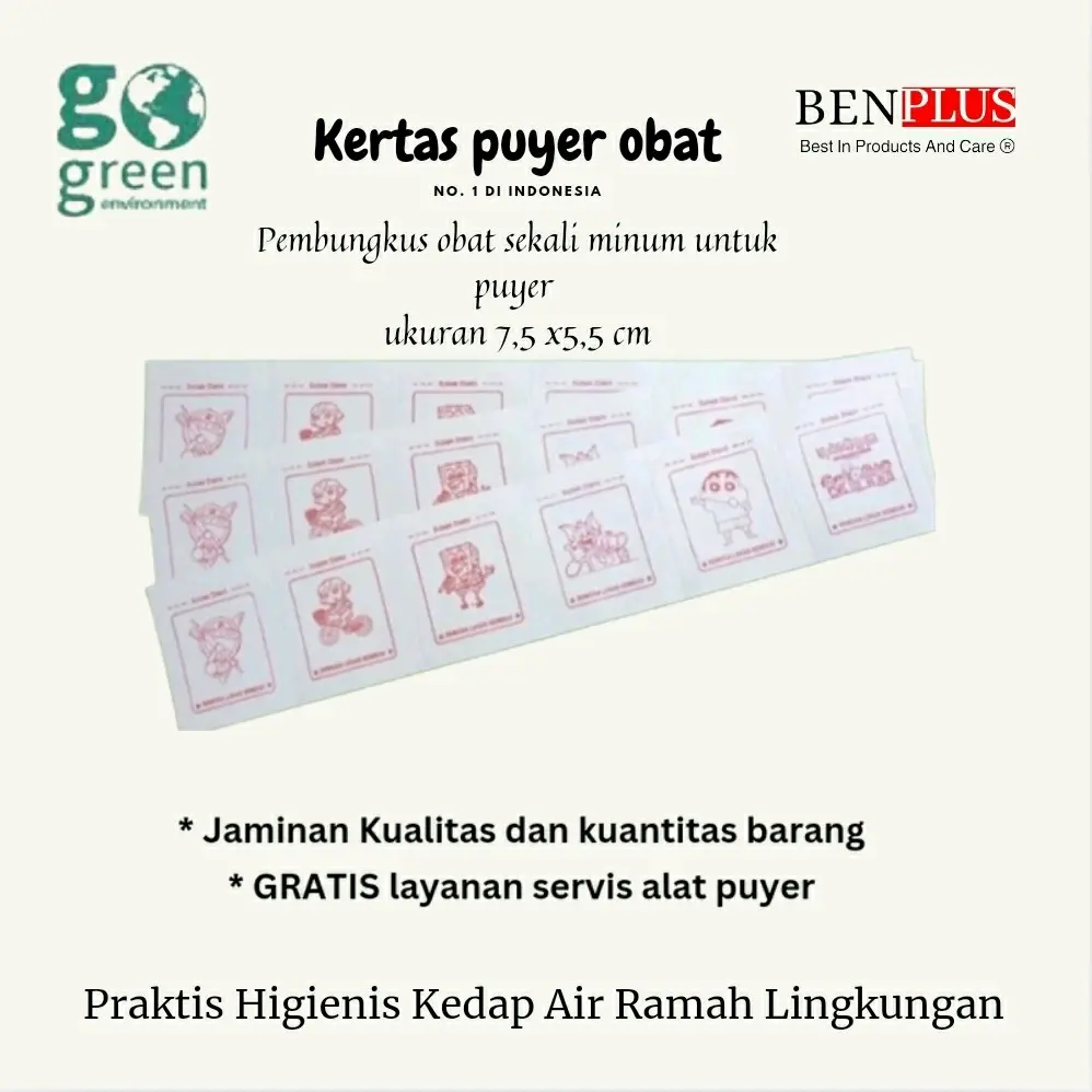 Kertas puyer obat logo kartun lucu merah