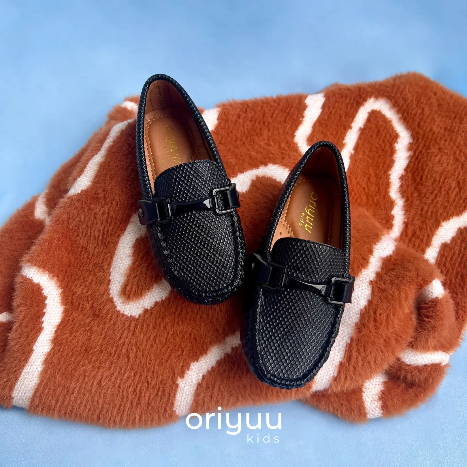 Mini Gentleman - Onyx - Oriyuu Kids - Sepatu Pantofel Anak Laki Formal Pesta Slip On Kulit Hitam