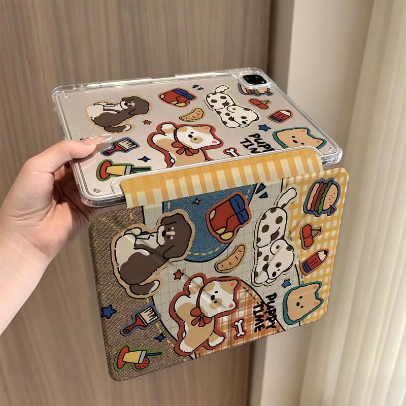 ỐP LƯNG IPAD VỎ BẢO VỆ CHÓ CON VÀ BÁNH HÀM HOẠT HÌNH DỄ THƯƠNG MỎNG NHẸ CÓ NGĂN BÚT