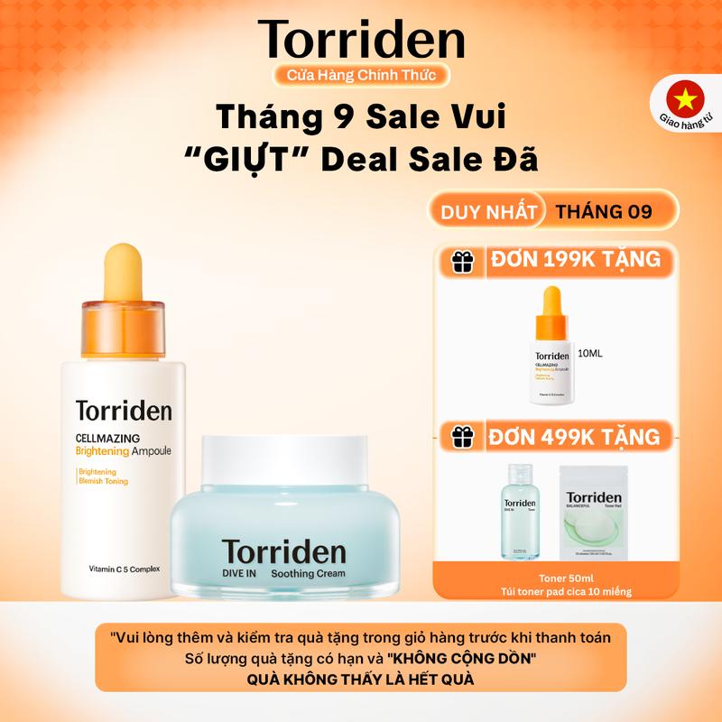 COMBO Serum Vitamin C 30ml Và Kem Dưỡng Soothing Cream 100ml Torriden Hỗ Trợ D
