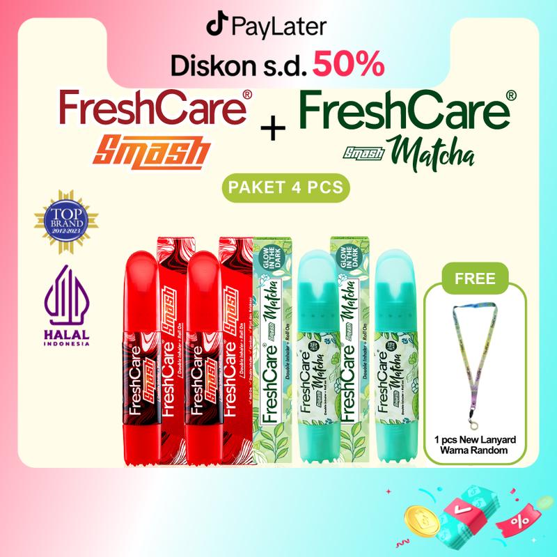 Paket 4 FreshCare (2 FC Smash + 2 FC Smash Matcha) Free 1 lanyard 1