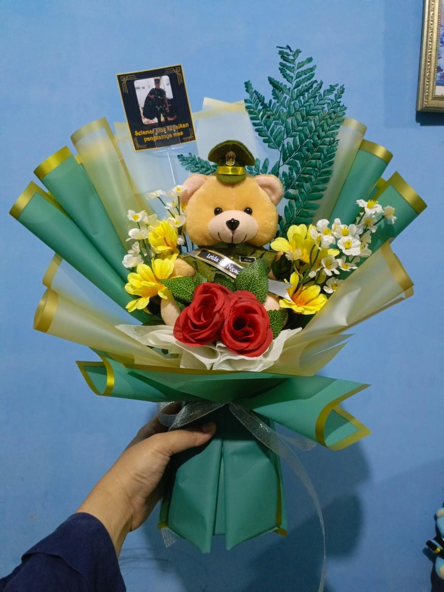Buket boneka TNI AD PDU, buket bunga pelantikan TNI AD, buket bunga boneka pelantikan TNI AL, TNI AU, POLISI, Buket boneka profesi TNI AD Dolls