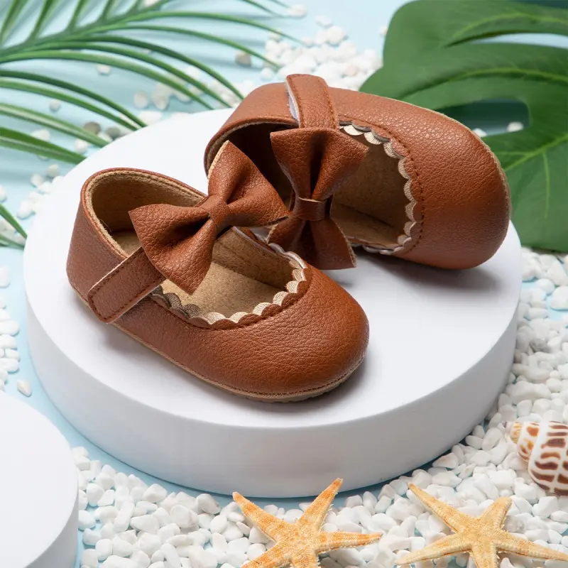 Giày Cho Em Bé Gái, Cỡ Trẻ Mới Biết Đi, Có Nơ, Giày Công Chúa, Màu Trơn Cắt Nông, Giày Đơn, Không Trơn Trượt, Thích Hợp Cho Em Bé Và Trẻ Mới Biết Đi 3