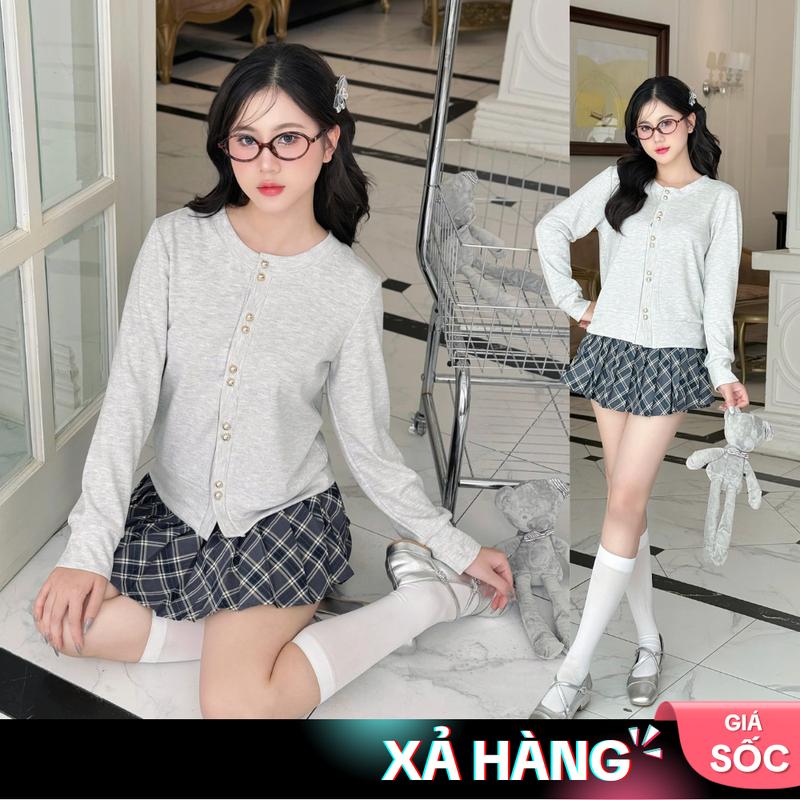   XẢ HÀNG  Áo cardigan cổ tròn dài tay khoác ngoài chất tăm hàn mềm DELIZ - CD833 