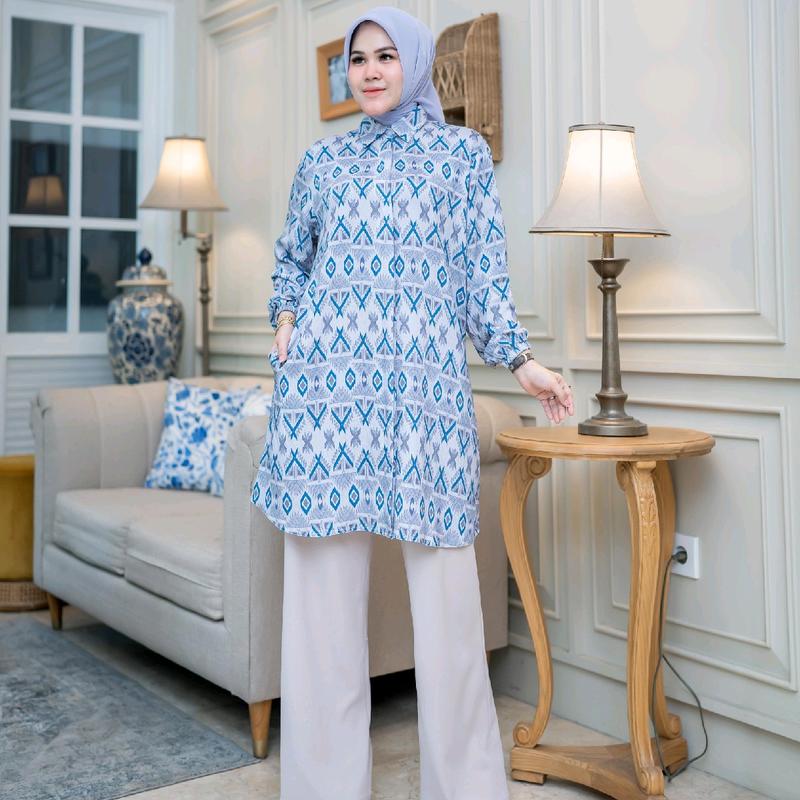 tunik crespo import motif abstrak Atasan 1