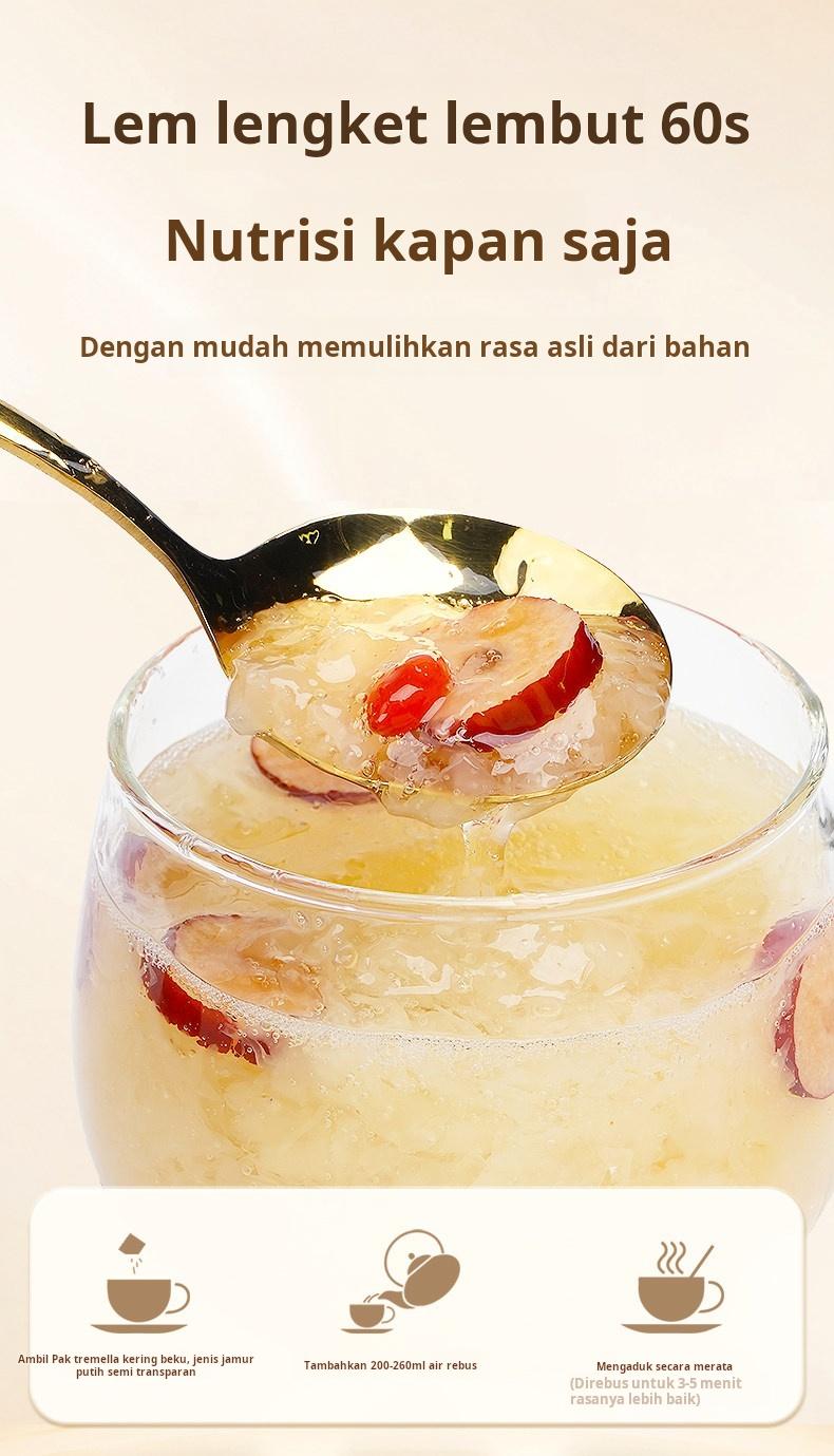 Sarapan instan, tidak perlu dimasak, sup kurma merah, beri goji, umbi bunga lili, dikemas individual, bisa diminum kapan saja, kaya kolagen, perawatan kulit, mendukung pencernaan, sehat & rendah gula.