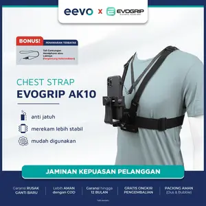 Chest Strap Hp evogrip AK10 Holder tali dada Handphone GO PRO HERO Action Cam POV Clip Clamp di badan tubuh Body Mount Vlog