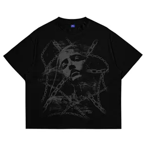 SimpliMoods - Kaos Boxy Fit Oversized Tshirt Chain Woman Black Katun Santai Baju Pria Wanita